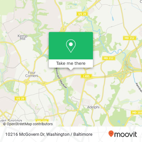Mapa de 10216 McGovern Dr, Silver Spring, MD 20903