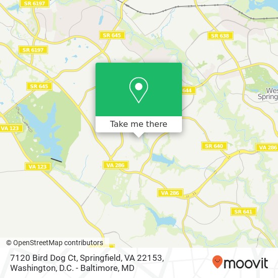 Mapa de 7120 Bird Dog Ct, Springfield, VA 22153