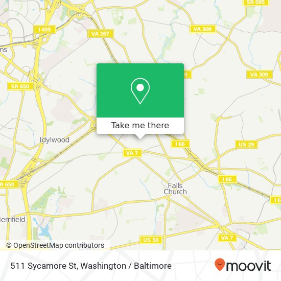 Mapa de 511 Sycamore St, Falls Church, VA 22046