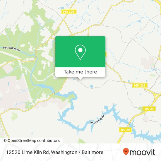 Mapa de 12520 Lime Kiln Rd, Fulton, MD 20759