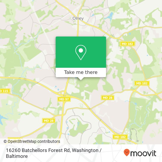 Mapa de 16260 Batchellors Forest Rd, Olney, MD 20832