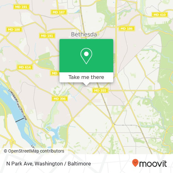 Mapa de N Park Ave, Chevy Chase, MD 20815