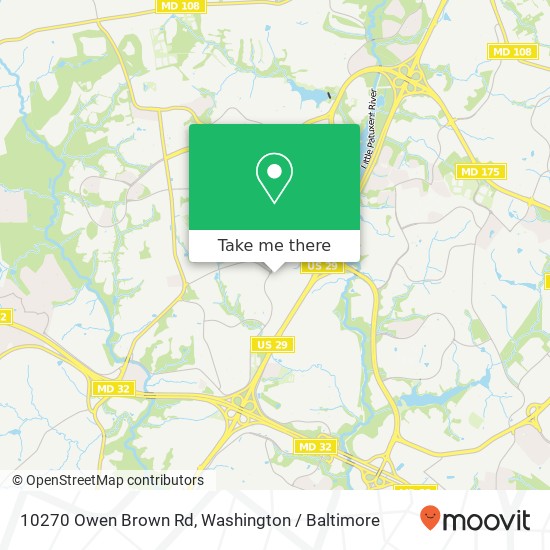 Mapa de 10270 Owen Brown Rd, Columbia, MD 21044