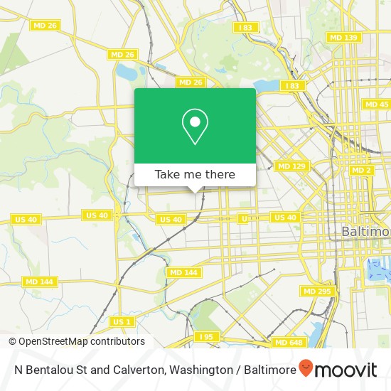Mapa de N Bentalou St and Calverton, Baltimore, MD 21216