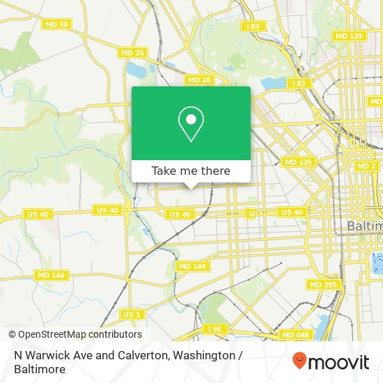 N Warwick Ave and Calverton, Baltimore, MD 21216 map