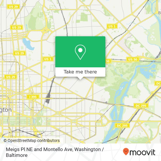 Mapa de Meigs Pl NE and Montello Ave, Washington, DC 20002