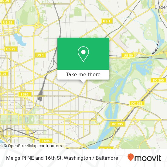 Mapa de Meigs Pl NE and 16th St, Washington, DC 20002