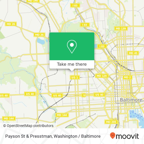 Mapa de Payson St & Presstman, Baltimore, MD 21217