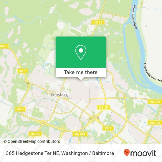Mapa de 365 Hedgestone Ter NE, Leesburg, VA 20176