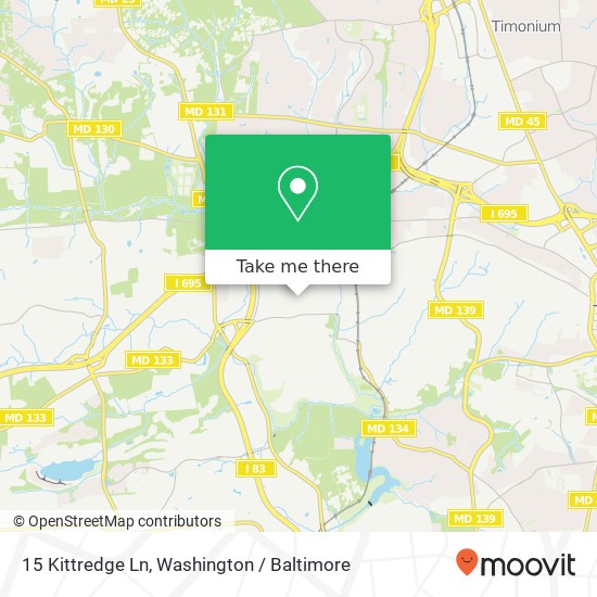 Mapa de 15 Kittredge Ln, Towson, MD 21204