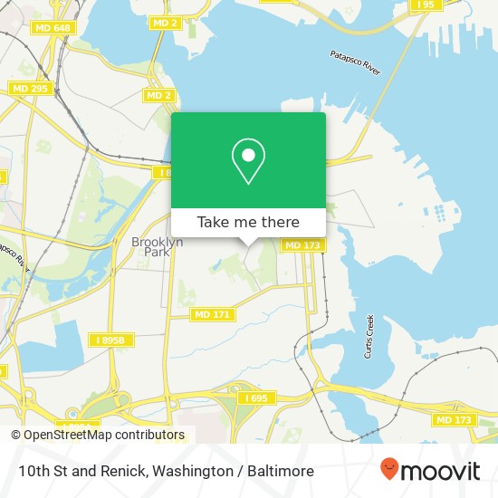 Mapa de 10th St and Renick, Brooklyn, MD 21225