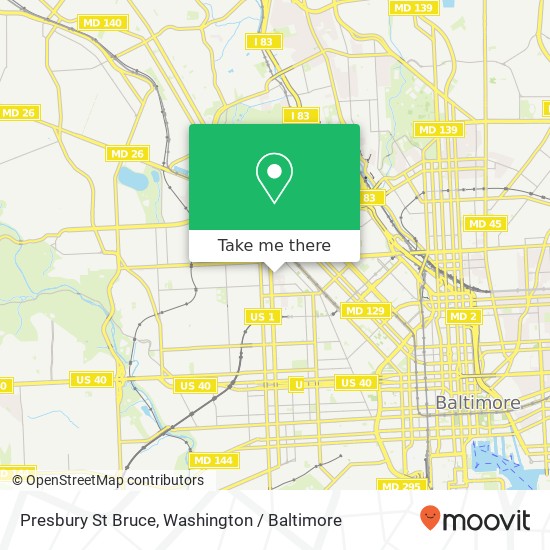 Presbury St Bruce, Baltimore, MD 21217 map