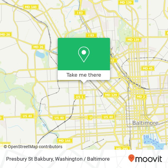 Mapa de Presbury St Bakbury, Baltimore, MD 21217