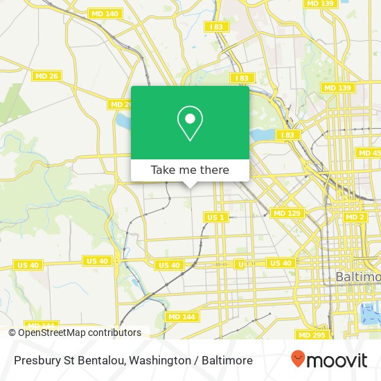 Mapa de Presbury St Bentalou, Baltimore, MD 21216