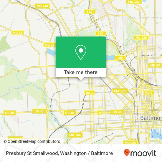 Mapa de Presbury St Smallwood, Baltimore, MD 21217