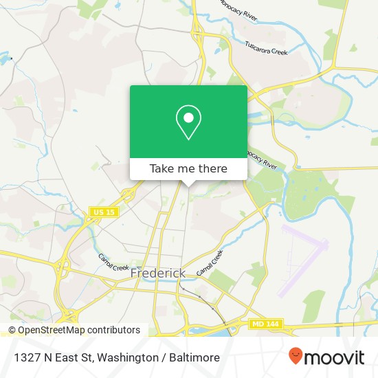 Mapa de 1327 N East St, Frederick, MD 21701