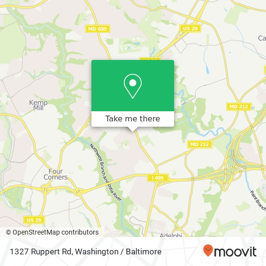 Mapa de 1327 Ruppert Rd, Silver Spring, MD 20903