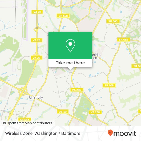 Mapa de Wireless Zone, 13340 Franklin Farm Rd