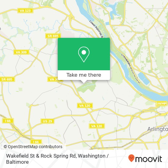 Mapa de Wakefield St & Rock Spring Rd, Arlington, VA 22207