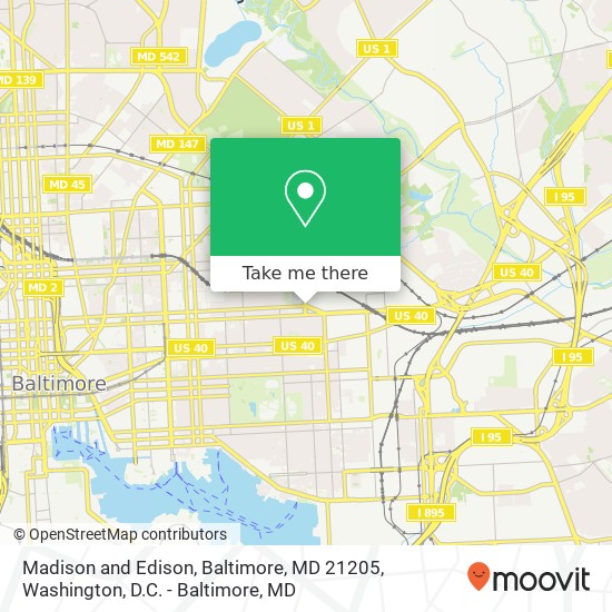 Madison and Edison, Baltimore, MD 21205 map