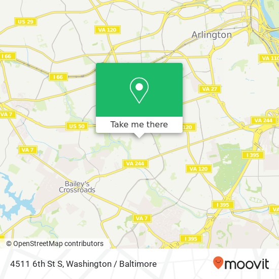 Mapa de 4511 6th St S, Arlington, VA 22204