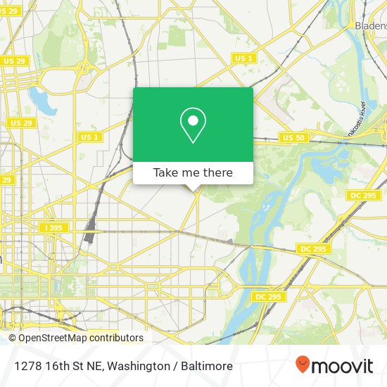 Mapa de 1278 16th St NE, Washington, DC 20002