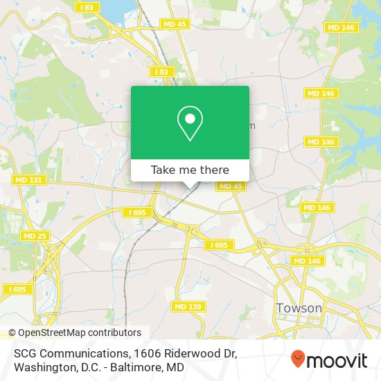 Mapa de SCG Communications, 1606 Riderwood Dr