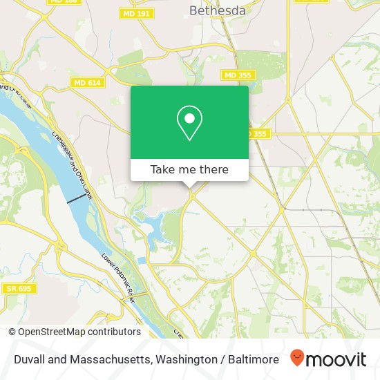 Duvall and Massachusetts, Bethesda, MD 20816 map