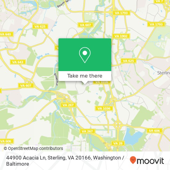 Mapa de 44900 Acacia Ln, Sterling, VA 20166