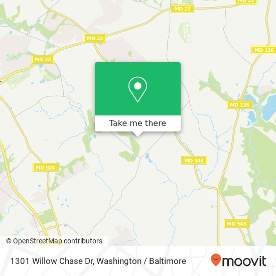 Mapa de 1301 Willow Chase Dr, Bel Air, MD 21015