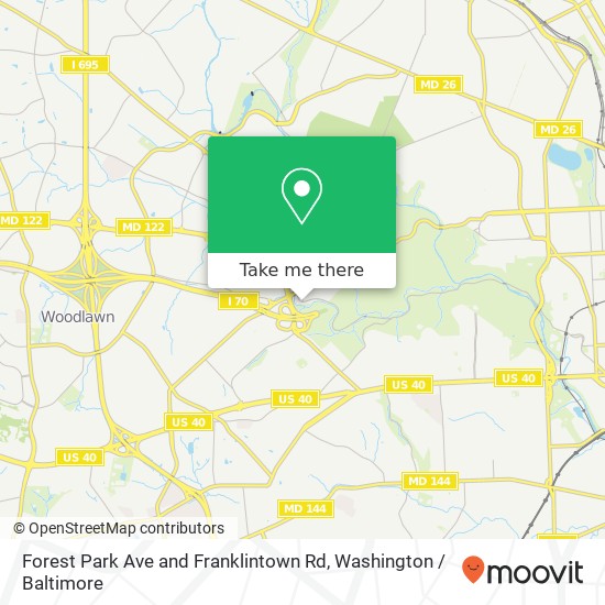 Mapa de Forest Park Ave and Franklintown Rd, Gwynn Oak, MD 21207