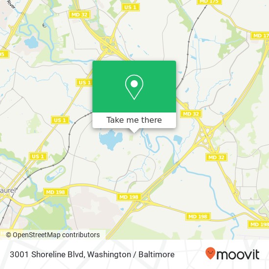 Mapa de 3001 Shoreline Blvd, Laurel, MD 20724