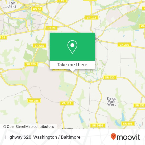 Mapa de Highway 620, Fairfax, VA 22030
