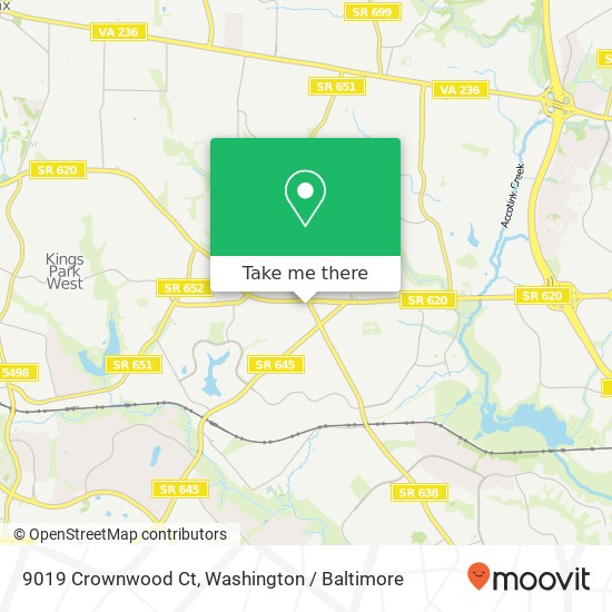 Mapa de 9019 Crownwood Ct, Burke, VA 22015