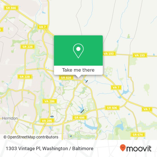 Mapa de 1303 Vintage Pl, Reston, VA 20194