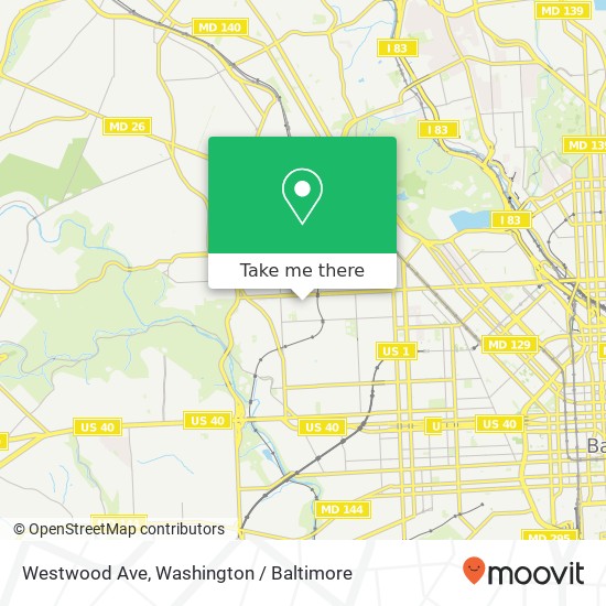 Mapa de Westwood Ave, Baltimore, MD 21216