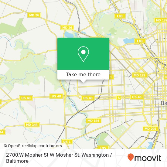 Mapa de 2700,W Mosher St W Mosher St, Baltimore, MD 21216