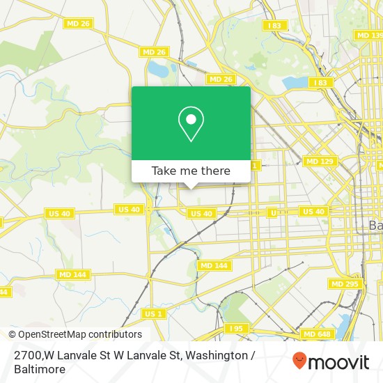 Mapa de 2700,W Lanvale St W Lanvale St, Baltimore, MD 21216