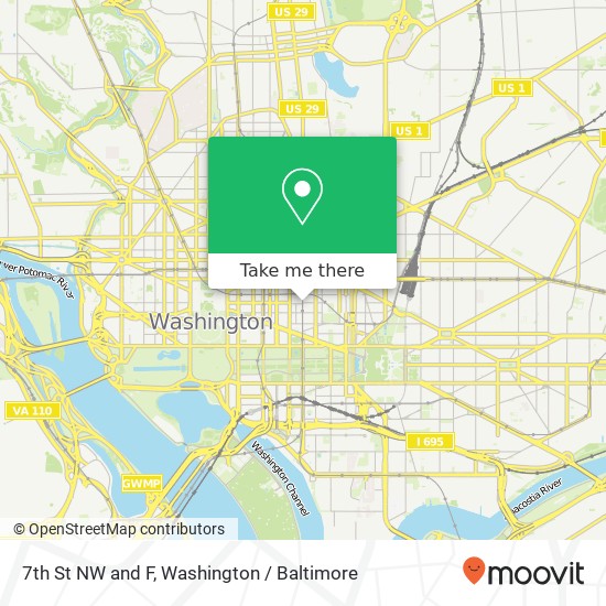 7th St NW and F, Washington, DC 20004 map