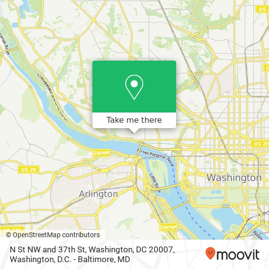N St NW and 37th St, Washington, DC 20007 map
