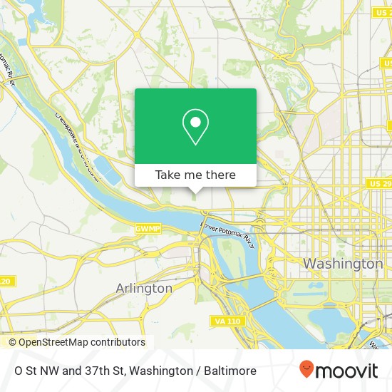 Mapa de O St NW and 37th St, Washington, DC 20007
