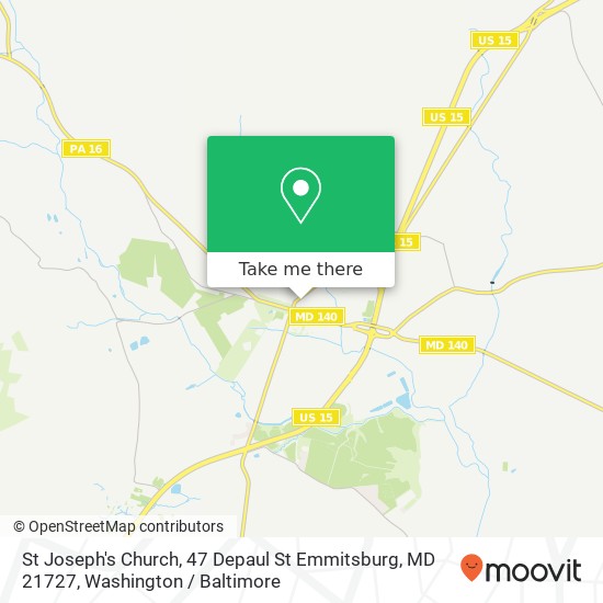 Mapa de St Joseph's Church, 47 Depaul St Emmitsburg, MD 21727