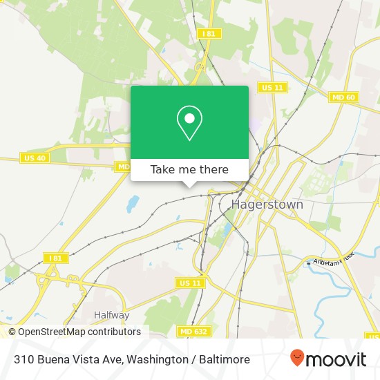 Mapa de 310 Buena Vista Ave, Hagerstown, MD 21740