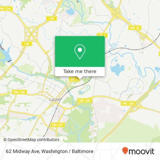 Mapa de 62 Midway Ave, Laurel, MD 20723