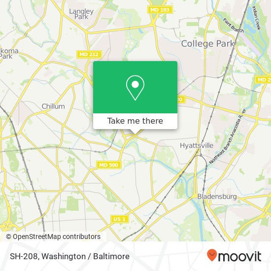 Mapa de SH-208, Hyattsville, MD 20782