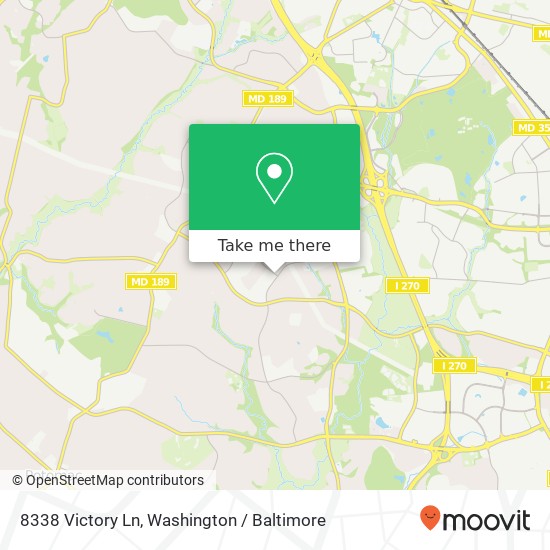 Mapa de 8338 Victory Ln, Potomac, MD 20854