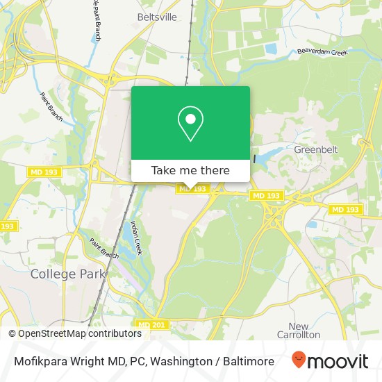 Mapa de Mofikpara Wright MD, PC, 6201 Greenbelt Rd
