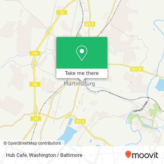 Mapa de Hub Cafe, 126 E Burke St Martinsburg, WV 25401