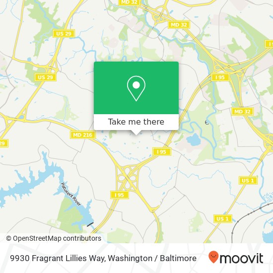 Mapa de 9930 Fragrant Lillies Way, Laurel, MD 20723