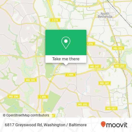 Mapa de 6817 Greyswood Rd, Bethesda, MD 20817